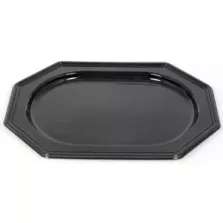 Plat PET octogonal noir 36 × 24cm (par 50)