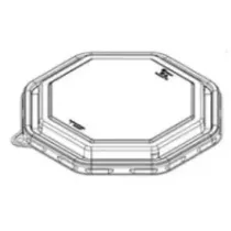 RPET couv d23cm transp pour Octaview bagasse 23x23x8cm (carton de 100 pièces)