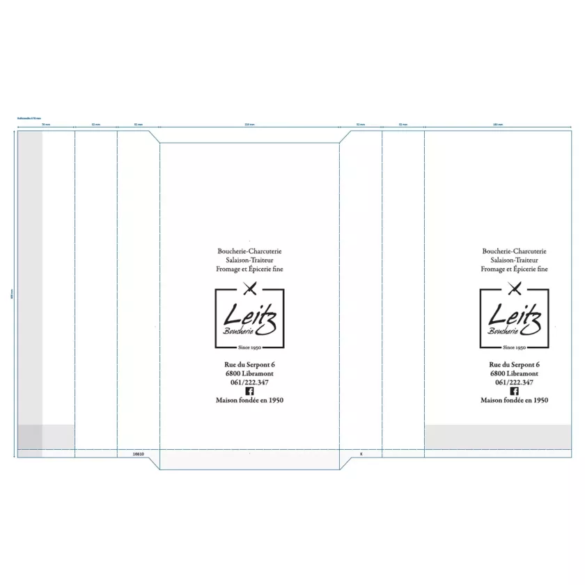 Sac pain imprime par blanc 400x220x(2x52)mm 1kg rond Leitz Olivier