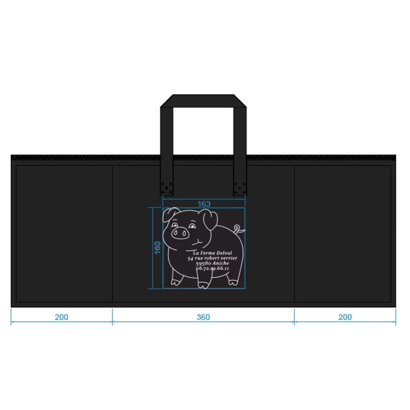 PP sac isotherme tisse Imprime 360x300+200mm - 1c la Ferme Delval (carton de 50 pièces)