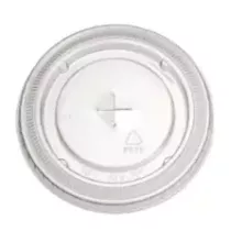 PET couvercle plat transparent avec trou pour PET cup diametre 92,7mm (carton de 1 000 pièces)