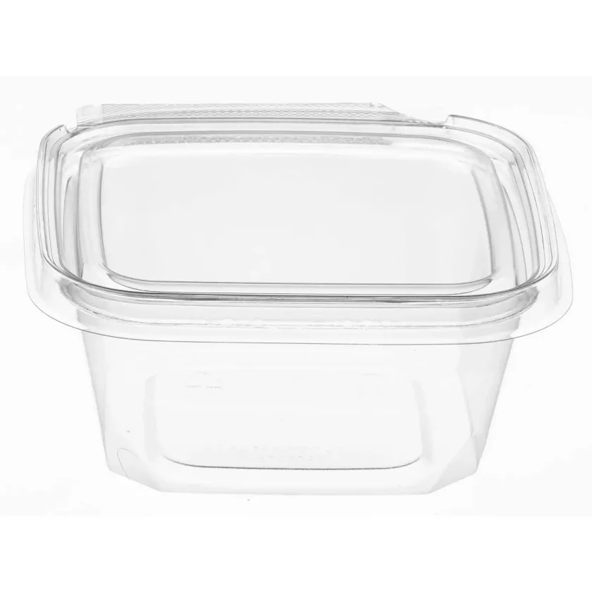 APET ravier 350ml 127x120x54mm Transp. cachete Safe-T strip (carton de 520 pièces)