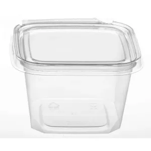 APET ravier 500ml 127x120x76mm Transp. cachete Safe-T strip (carton de 304 pièces)