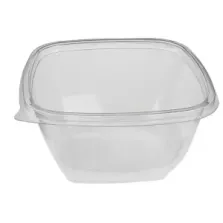 PET square bowl 375ml 125x125x50mm transp (carton de 500 pièces)