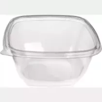 PET square bowl 500ml 125x125x66mm transp (carton de 500 pièces)