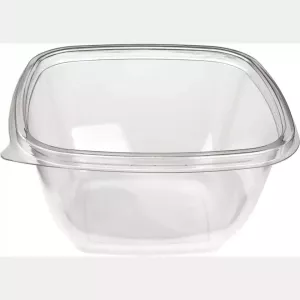 PET square bowl 500ml 125x125x66mm transp (carton de 500 pièces)