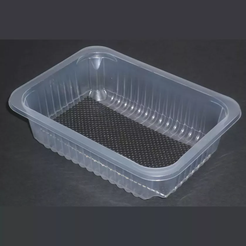 PP tray 187x137x50mm transp E- legere- cr- fl+ f.buv noir (carton de 1 072 pièces)
