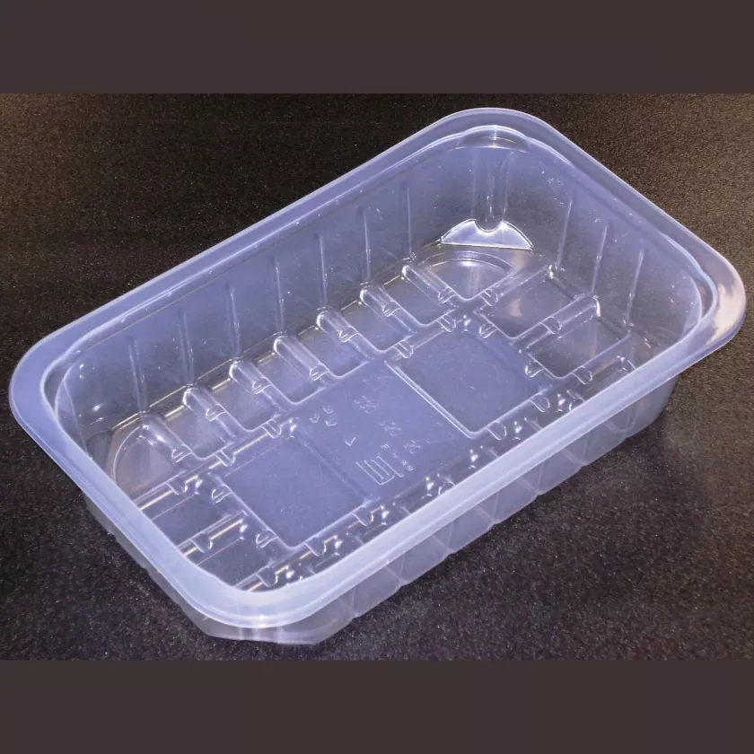 PP tray 230x145x50mm transp E - cr - fr (carton de 656 pièces)