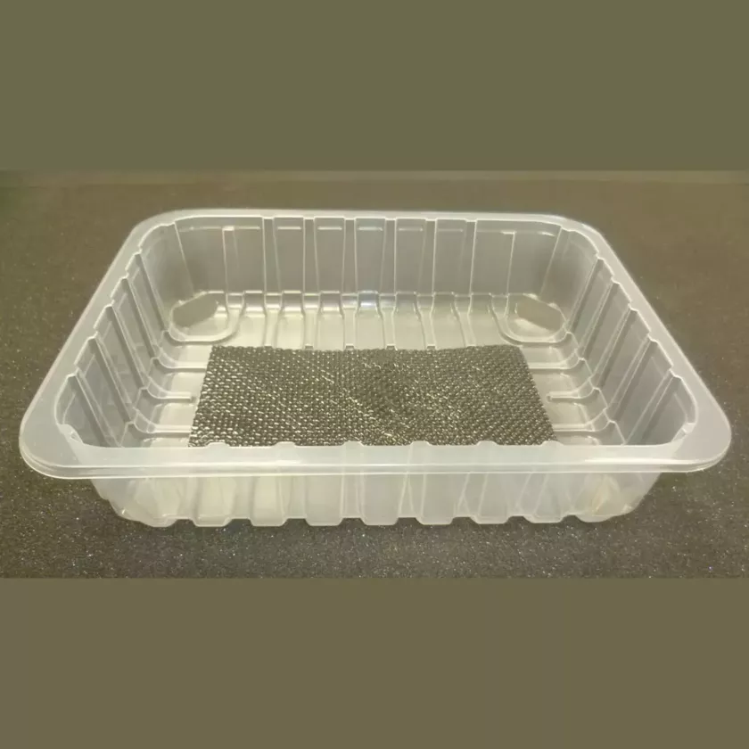 PP tray 227x178x50mm transp E - cr - fl + f.buvard noir (carton de 510 pièces)