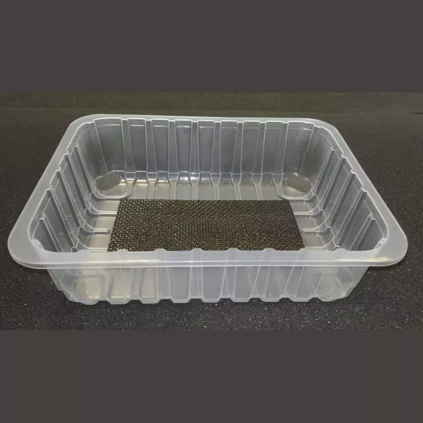 PP tray 227x178x60mm transp E - cr - fl + f.buvard noir (carton de 510 pièces)