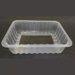 PP tray 227x178x60mm transp E - cr - fl + f.buvard noir (carton de 510 pièces)
