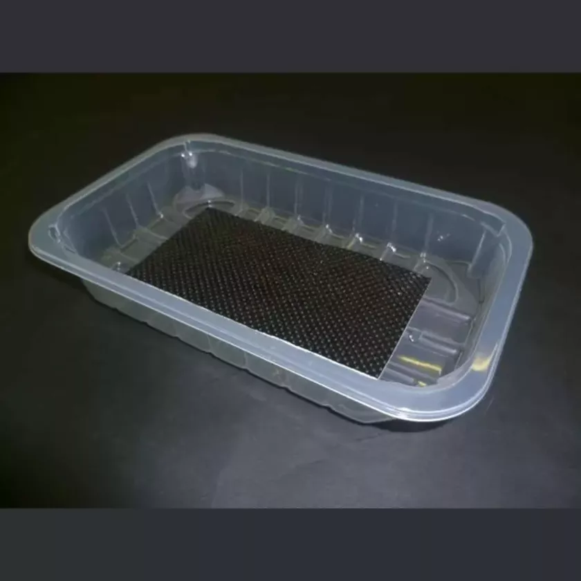 PP tray 230x145x30mm transp E- legere- cr- fr+ f.buv noir (carton de 704 pièces)