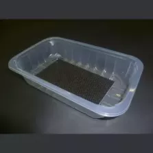 PP tray 230x145x40mm transp E - cr - fl + f.buvard noir (carton de 672 pièces)