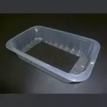 PP tray 230x145x40mm transp E - cr - fl + f.buvard noir (carton de 672 pièces)