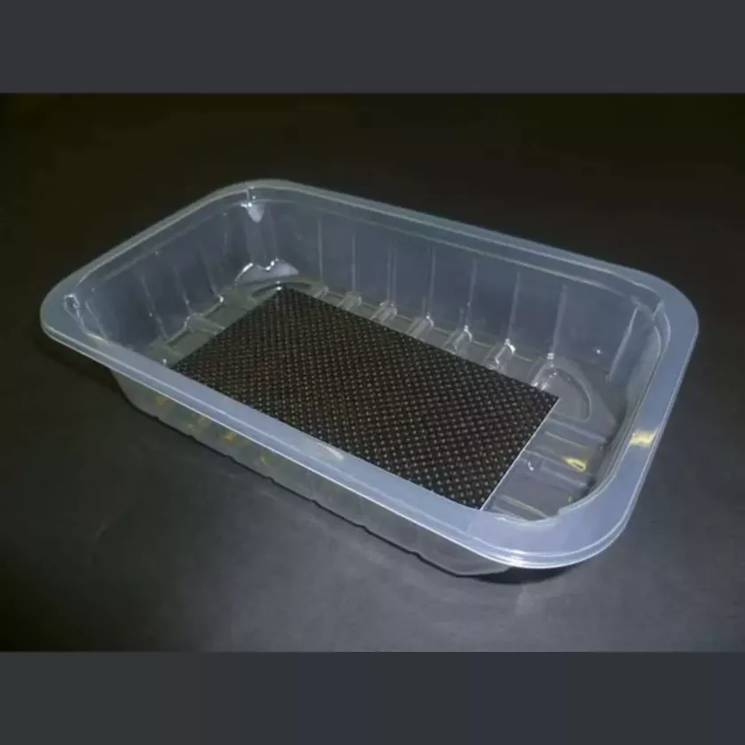 PP tray 230x145x40mm transp E - cr - fl + f.buvard noir (carton de 672 pièces)