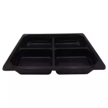 PP 1/2 GN H50 4COMP noir 325x265x50mm M (carton de 100 pièces)