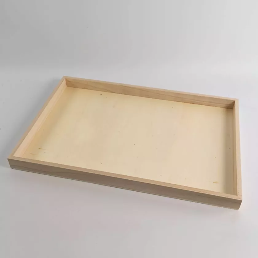 Plateau en bois rectangle 450x305x30mm (carton de 30 pièces)