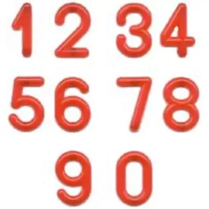 Chiffres 15mm rouge Delt. nr 4 (paquet de 20 pièces)