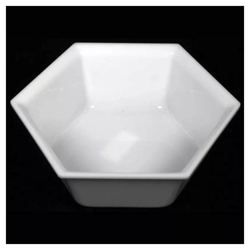 Saladier hexagonal plexi blanc 245x75mm 2 litres