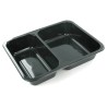 CPET tray 225x175x43mm noir 2 compartiments 655-455ml Duni 115505