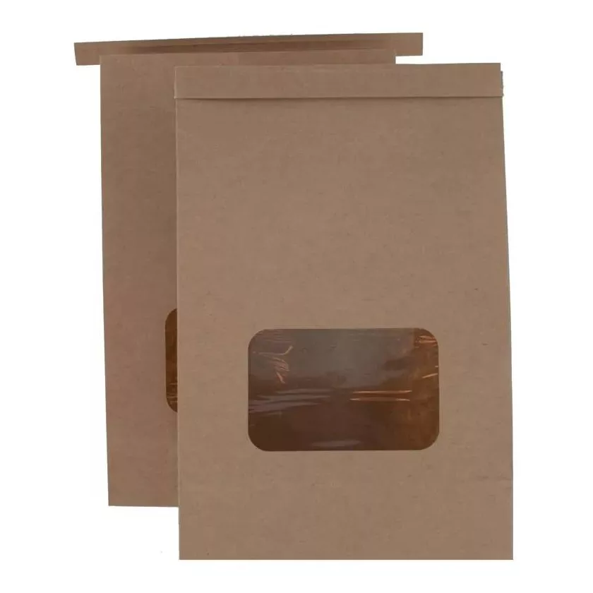 SAC A FOND BLOC kraft a/fenêtre 155x240x(2x35)mm