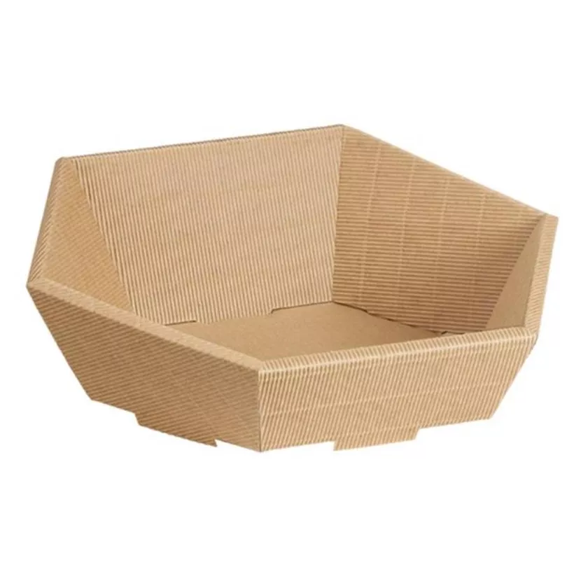 Panier carton kraft brun 202x92x52mm hexagonal S