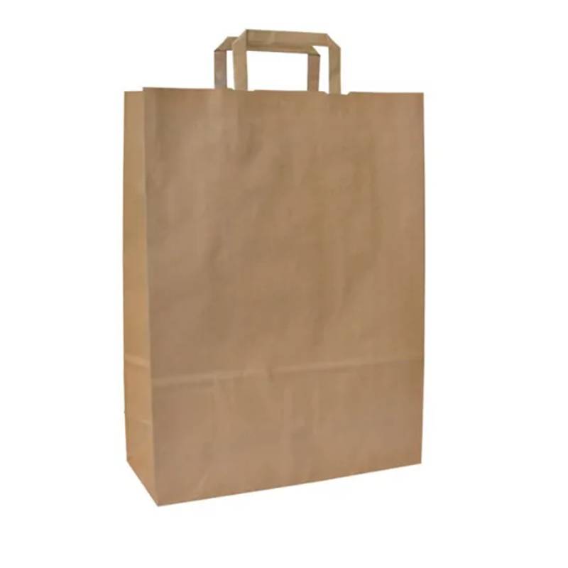 Sac papier brun 32xh27+(2x8)cm avec poignee plate