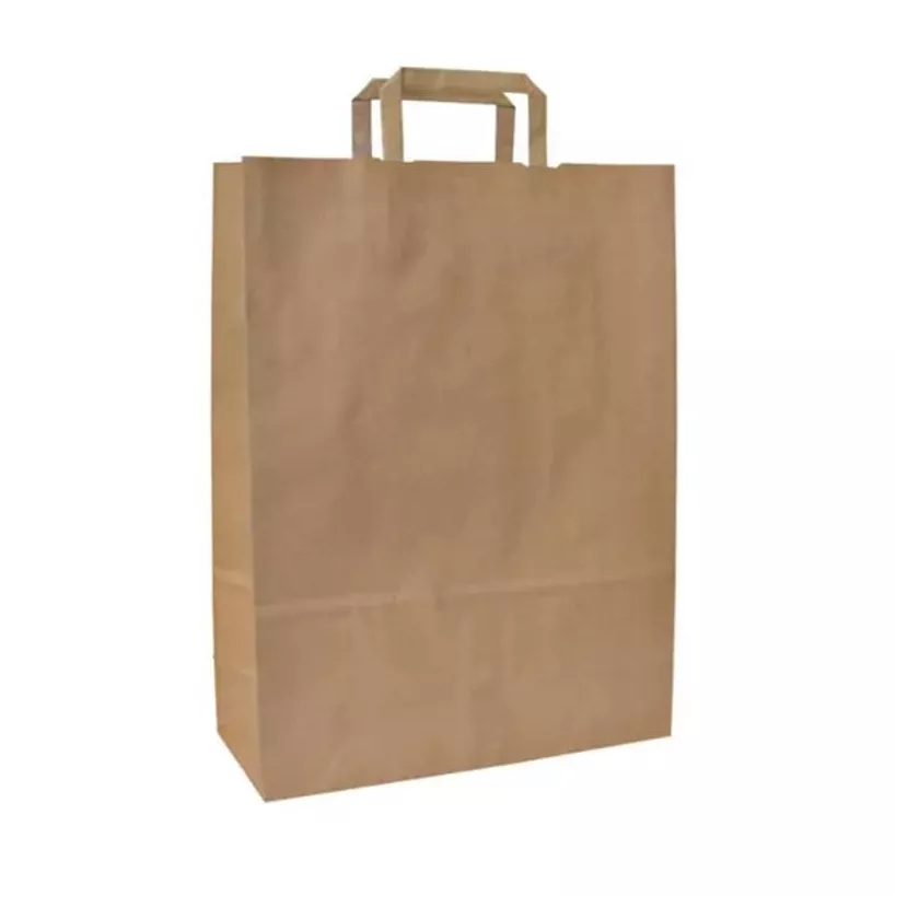 Sac papier brun 32xh27+(2x8)cm avec poignee plate