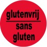 Sticker glutenvrij sans gluten diametre 4cm rouge noir